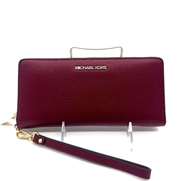 Michael Kors Large Continental Wallet Wristlet Dark Cherry - Picture 3 of 11